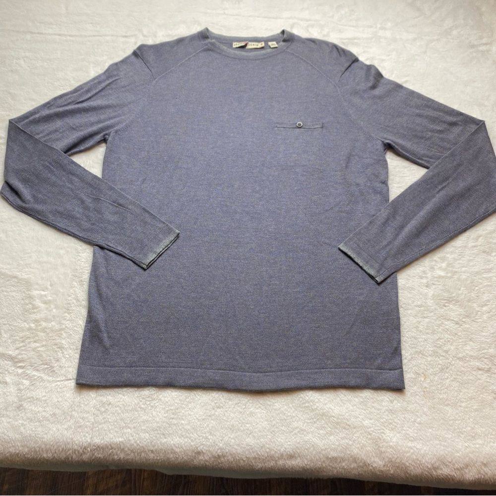 Agave Denim Crew Neck Long Sleeve Blue/Gray Lexington Fine Gauge Knit Size Med.